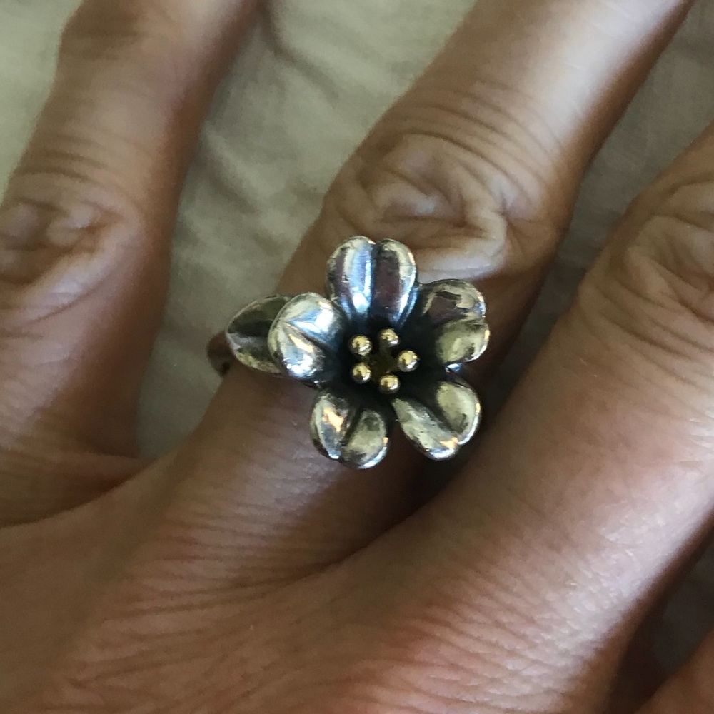 Rare James Avery April Flowers ring with 18k gold